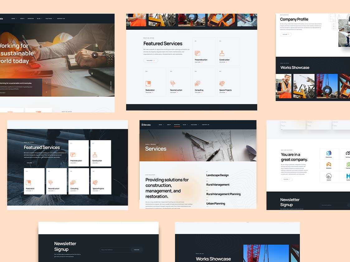 An image showing the overview of the Elevate website